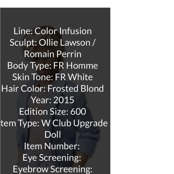 NRFB 2015 Integrity Toys Club W Exclusive Color Infusion Doll Ollie Lawson Vice - Picture 5 of 6